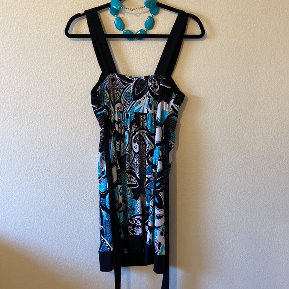 Speechless Paisley Aqua & Black Dress - Picture 2 of 4